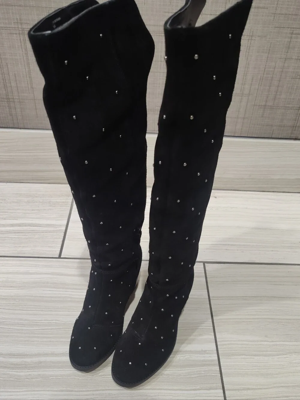 Women's Black Studded Knee-High Boots Lucky Brand